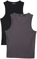 Amazon Essentials Men's Slim-Fit Ribbed Tank Top, Pack of 2, Charcoal/Black, Large