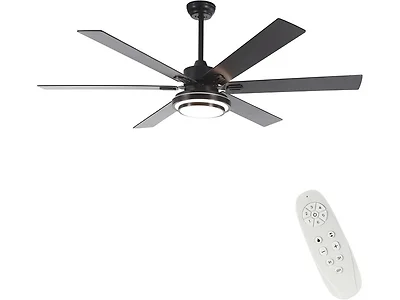 Black LED Ceiling Fan w/ Remote- Choose 62" or 72"