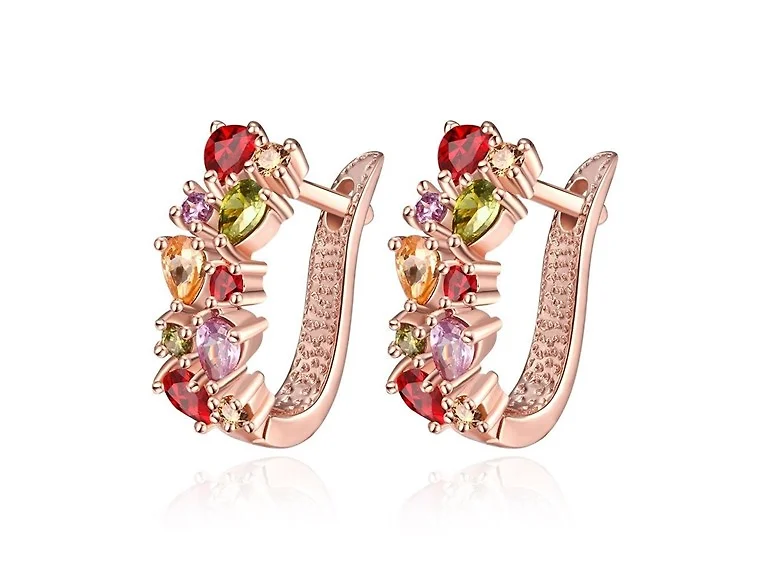 14K Rose Gold Plated Huggie Earring