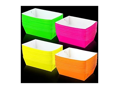 48 PC Neon Glow Party Paper Food Trays