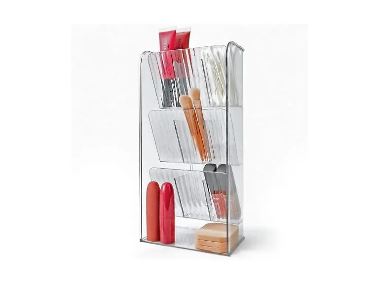 Azar Displays Three Tier Tilt Organizer Freestanding Clear Tilt-Out Bin Tower