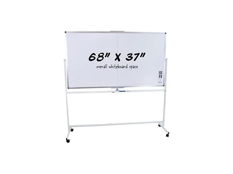 Sunnydaze Rolling Magnetic Whiteboard - 68" x 37"