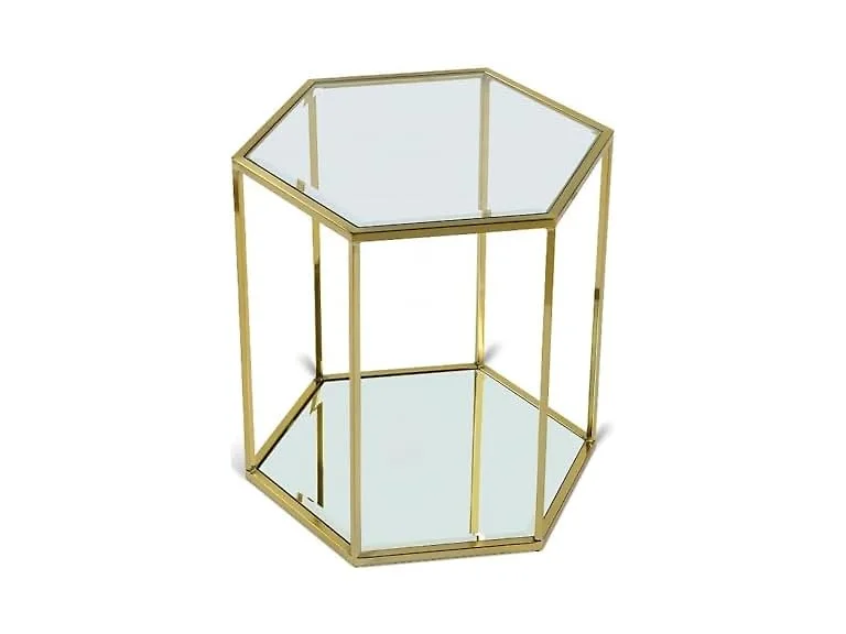 Sei Gold Glass & Steel End/Side Table