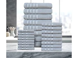 Bibb Home 4241 24 Piece Zero Twist Egyptian Cotton Towel Se
