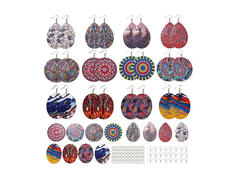 SUNNYCLUE DIY 12 Pairs Wooden Printed