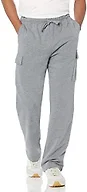 Amazon Essentials Men's Relaxed Fit Cargo Fleece Sweatpants with Open Bottom, Light Grey Heather, Large