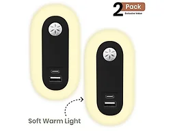 Darkness Sensor LED Night Light 2-Pack, Auto On/Off Plug-In Night Lights Black