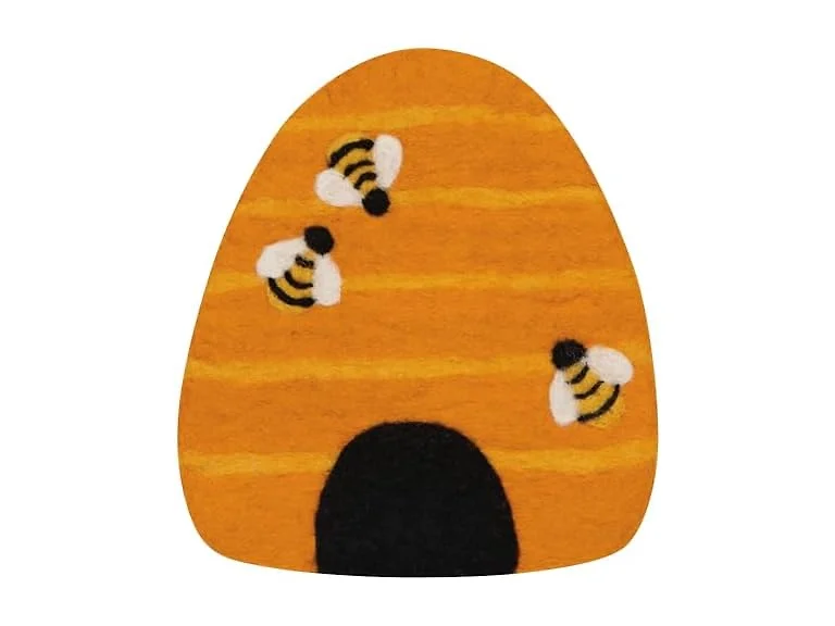 Jubilee Bumblebee Felt Wool Trivet 7.5 x 8in