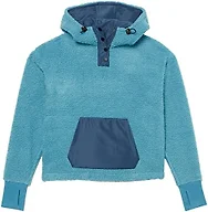 Amazon Essentials Women's Teddy Fleece Quarter Button Hooded Jacket, Teal Blue, X-Large