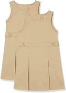 Amazon Essentials Girls' School Uniform Pleated Jumper Dress, Khaki Brown, Medium Slim