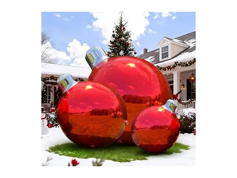 FLEUFAB 3PCS Red Inflatable Mirror Ball