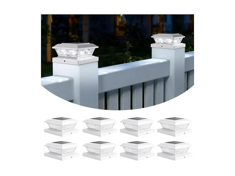 Brightever 4x4 3.5x3.5 Solar Post Cap Lights 8-Pack White