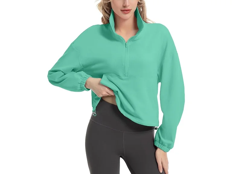 FKEEP Women (L) Quarter Zip Collar Zgreen A