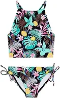 Kanu Surf Girls, Daisy UPF 50 Beach Sport Halter Tankini 2-piece Swimsuit, Nellie Black, 12
