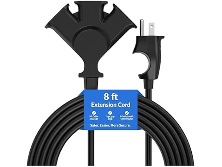 Comfort Grip 3 Outlet 8ft Extension Cord
