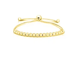 Yeidid Italian 925 Sterling Silver Adjustable Beaded Slider Bracelet Plated in 18K Yellow Gold