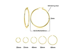 Yeidid Women's Italian 18K Gold Plated Sterling Silver 30MM Classic Timeless Hoop Earrings