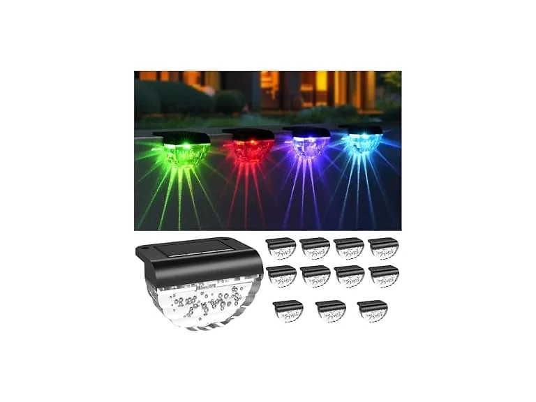 Melunar 12 Pack Solar Deck Lights RGB
