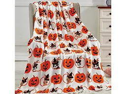 Luxury Home PUMPKIN & CATS-THROW Halloween Themed Th