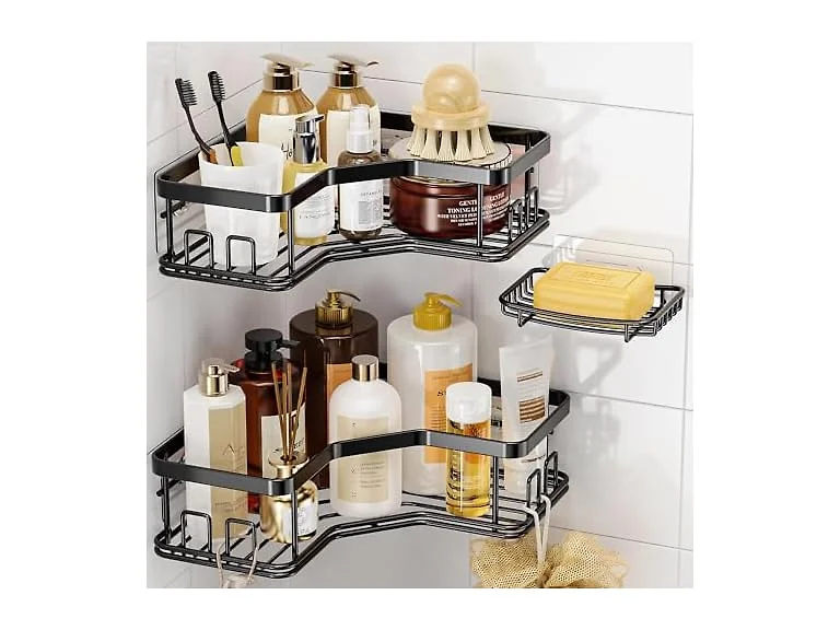 MAXIFFE 3-Pack Corner Shower Caddy Steel