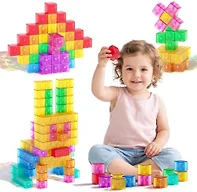Asago Magnetic Blocks 40PCS 1.34" Transparent Large Magnetic Building Cubes
