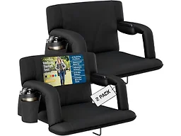 Alpcour APC-RSSAWBK-D-2P 25" Wide Alpcour 2PK Premium Reclining Stadium Seat w/ Armrests Black