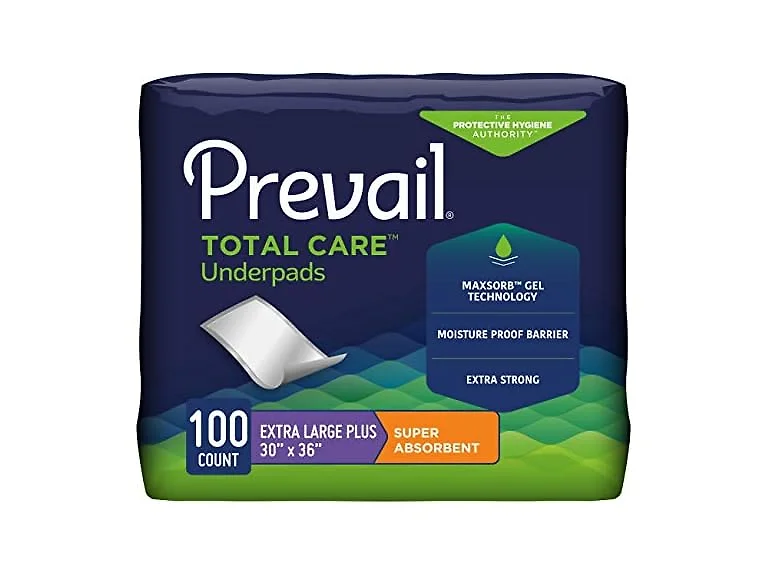 Prevail Total Care Underpads, White, 30