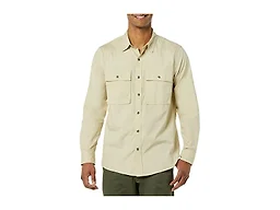 Amazon Essentials Men's Standard-Fit Long-Sleeve Two-Pocket Utility Shirt, Light Tan, Small
