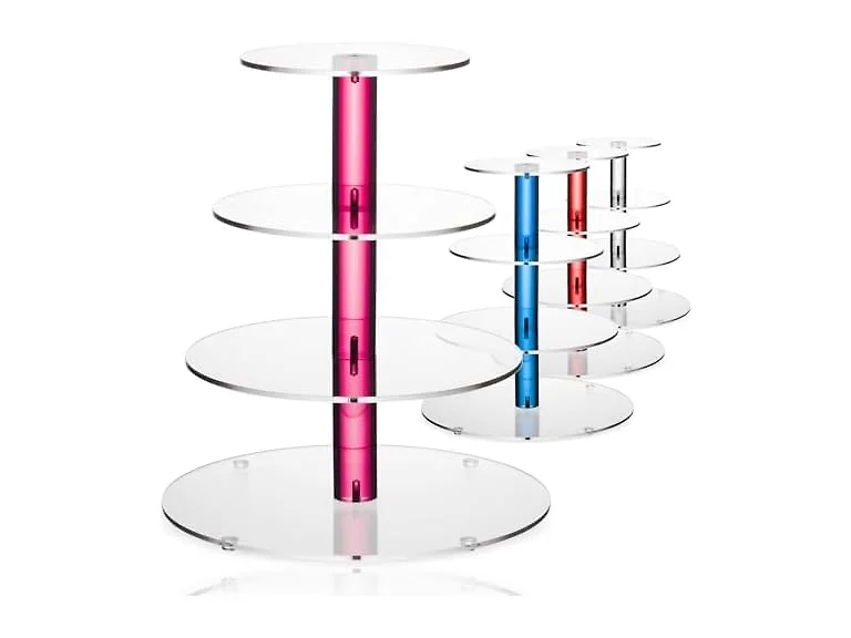 4-Tier Pink Acrylic Cupcake Stand 