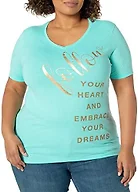 JUST MY SIZE womens Just My Size Women's Plus-size Graphic Short Sleeve V-neck T-shirt Shirt, Fllowyourheart Dreams, 4X US