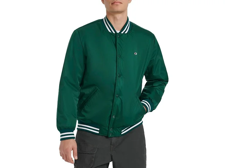 Champion Men (M) Striped-trim Jacket Rain Forest