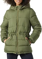 Amazon Essentials Women's Heavyweight Quilted Hooded Puffer Winter Jacket with Adjustable Waist, Olive, XX-Large