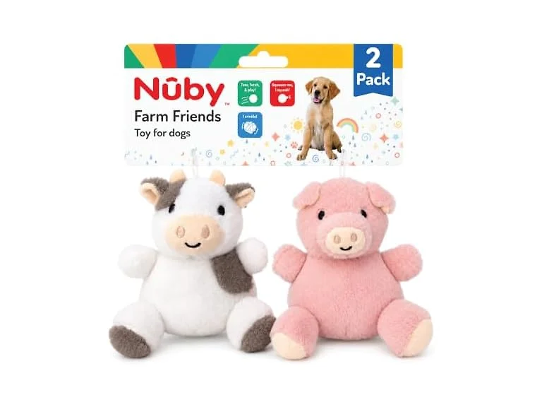 Nuby Plush Dog Toy 2-Pack – Plush Dog Toys Farm Animals