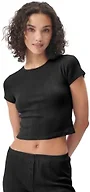 florence by mills Women's Cozy Crush Easy Cropped Tee Shirt, Black, X-Large