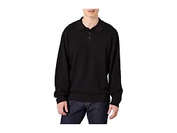 Amazon Essentials Mens Relaxed-Fit Polo Sweater, Black, Large