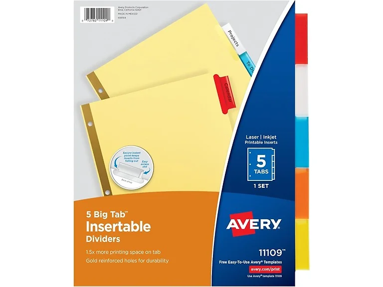 Avery® Paper Dividers, Insertable Big Tab™,