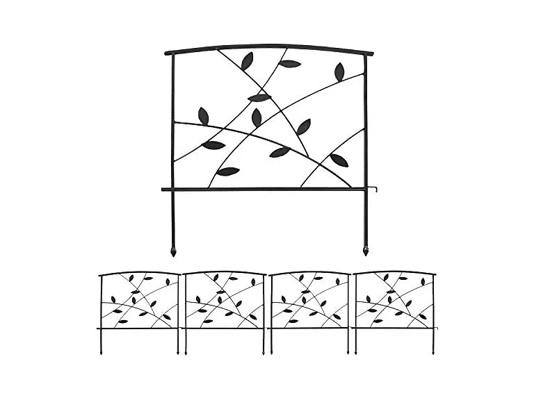 Sunnydaze HBM-628 10' 5 Pc Modern Leaf Steel Fence