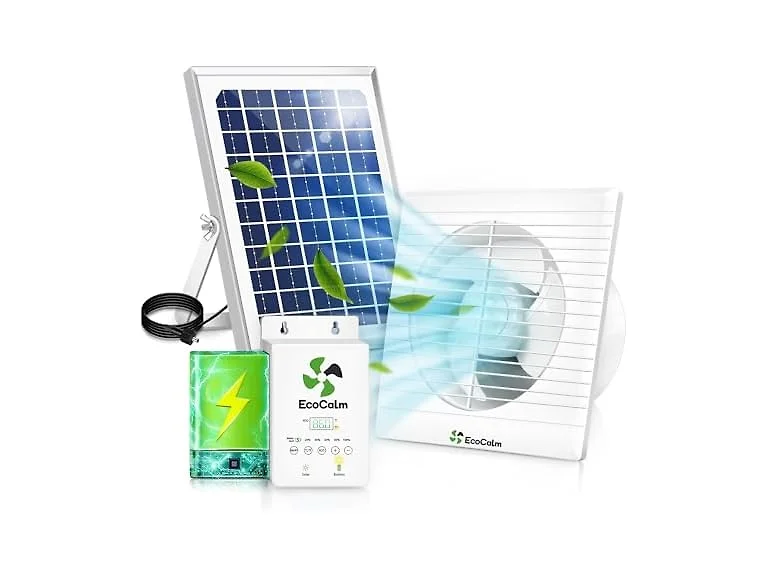 ecoCalm Solar Fan 6" with Adjustable Thermostat