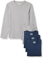 Amazon Essentials Men's Slim Fit Crewneck Undershirts, Pack of 6, Medium Grey Heather/Navy, X-Large