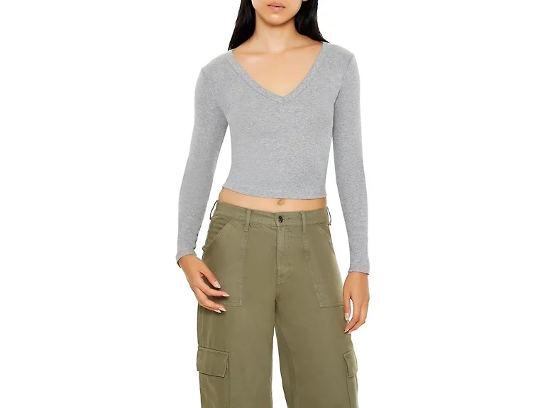 Forever 21 Women (XL) Long-sleeve Crop Heather Top