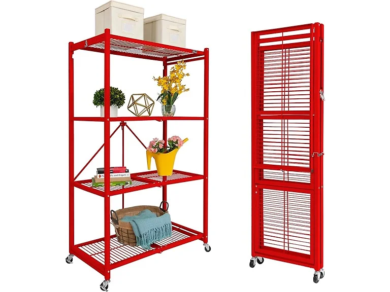 Origami R5 4-Shelf HD Folding Storage Rack, Red