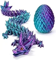 3D Printed Dragon Egg with Articulated Crystal Design – Surprise Toy for Kids, Fidget Dragon Inside, Cool Party Favors for Boys Girls Ages 4-12 (Purple-Blue)