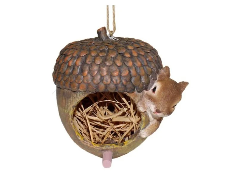 5" Resin Acorn and Squirrel Bird House