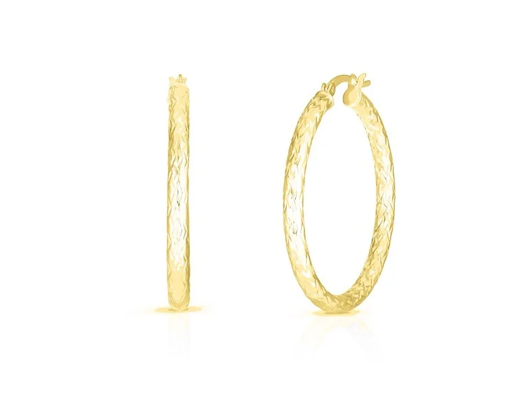 Yeidid Italian Silver Cut Hoop Earrings