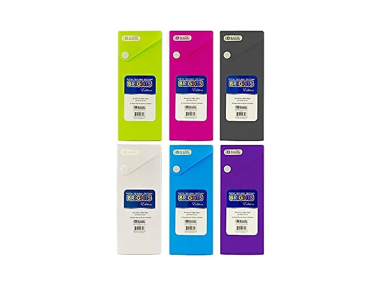 Assorted Color Slider Pencil Case (Pack of 6)