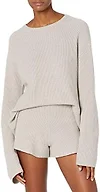 The Drop Women's Alice Crewneck Back Slit Ribbed Pullover Sweater, Porpoise, L