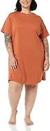 Amazon Essentials Women's Cotton Modal Knit Jersey Sleep Tee Nightdress, Terracotta, Large