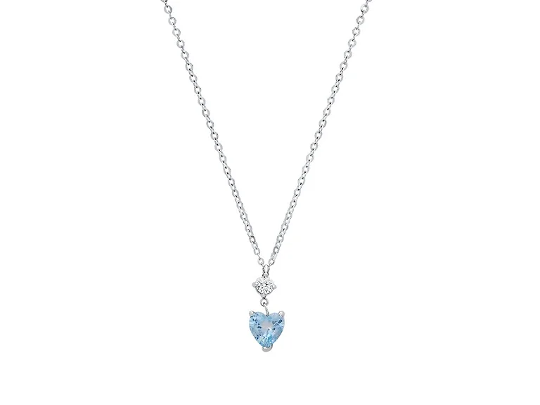 Heart Cut Aqua Moissanite Necklace