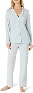 Amazon Essentials x Sofia Grainge Women's Stretch Modal Long-Sleeve Button-Front Top and Full-Length Bottom Pajama Set, Light Blue Elephants, XX-Large