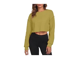 FKEEP Cropped Sweatshirts for Women Long Sleeves Crewneck Pullover Crop Tops Oversized Fit